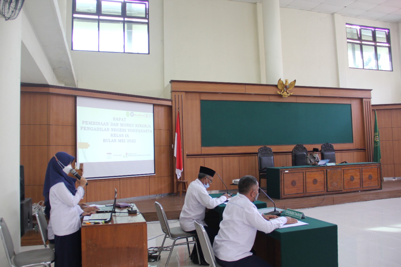 Rapat Pembinaan dan Monitoring Evaluasi Kinerja Pengadilan Negeri Yogyakarta Bulan Mei 2022
