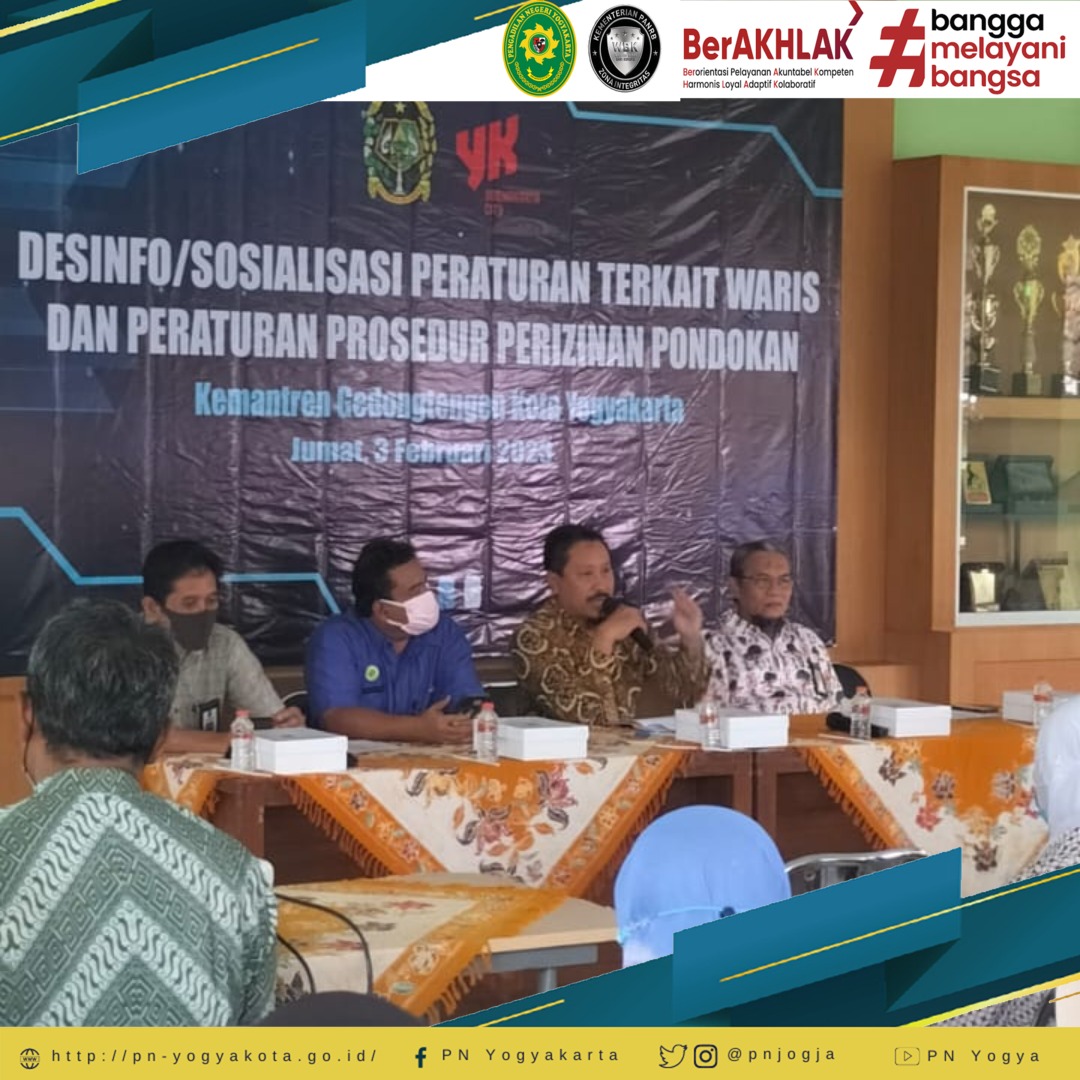 Wakil Ketua Pengadilan Negeri Yogyakarta Menghadiri Desiminasi Informasi/Pelayanan Masyarakat Kemantren Gedongtengen