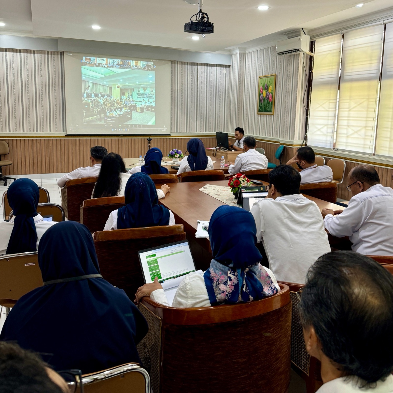 Pengadilan Negeri Yogyakarta Mengikuti Monitoring Kinerja dan Pelaksanaan Eksekusi Melalui Aplikasi Satu Jari