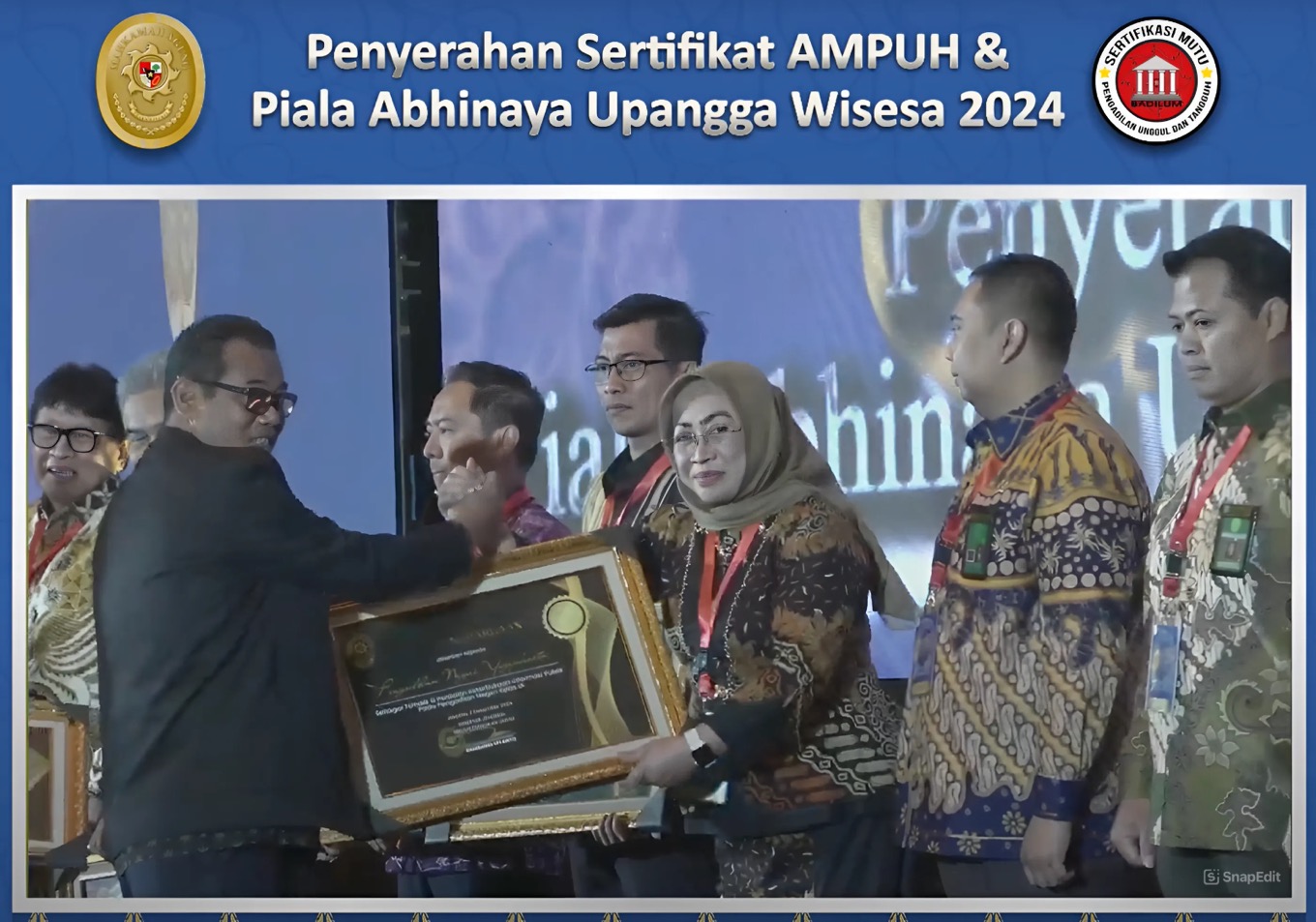 Ketua Pengadilan Negeri Yogyakarta Menghadiri Penyerahan Sertifikasi Ampuh dan Piala Abhinaya Upangga Wisesa Tahun 2024 serta Pembinaan oleh Pimpinan Mahkamah Agung RI