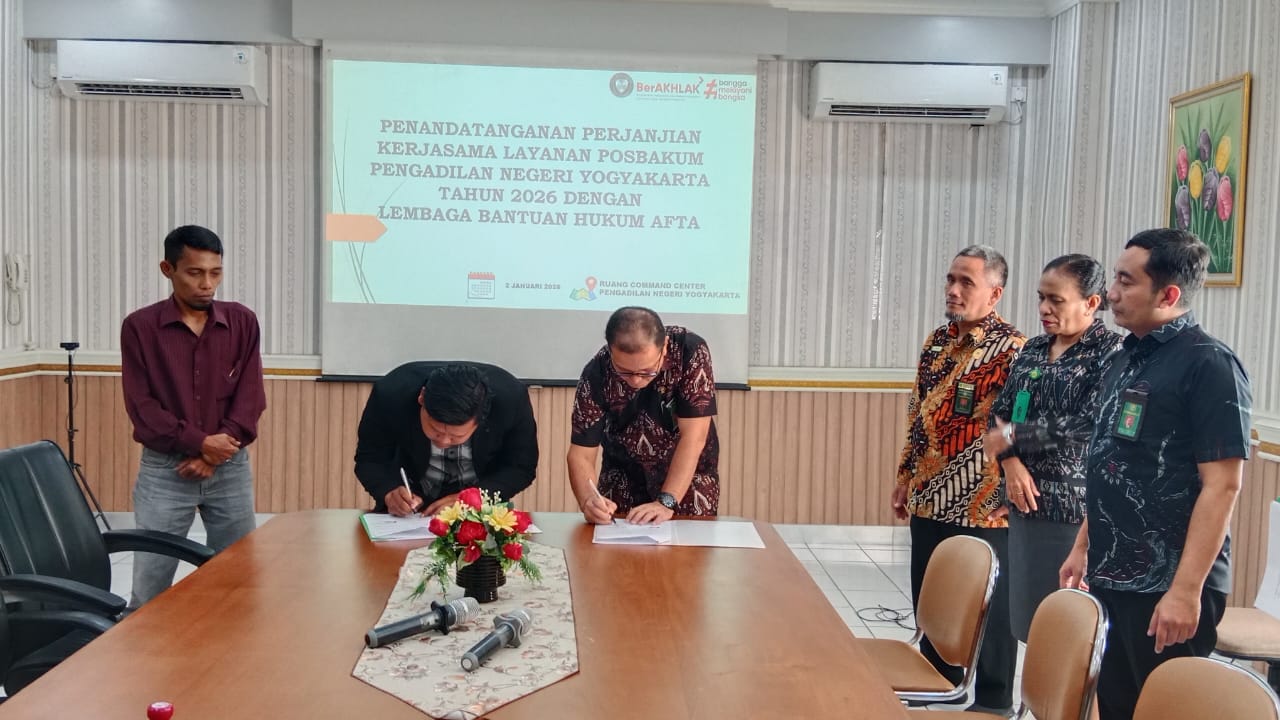 Penandatanganan Kerjasama MoU antara Pengadilan Negeri Yogyakarta dan Rumah Bantuan Hukum Yayasan AFTA Tahun 2026